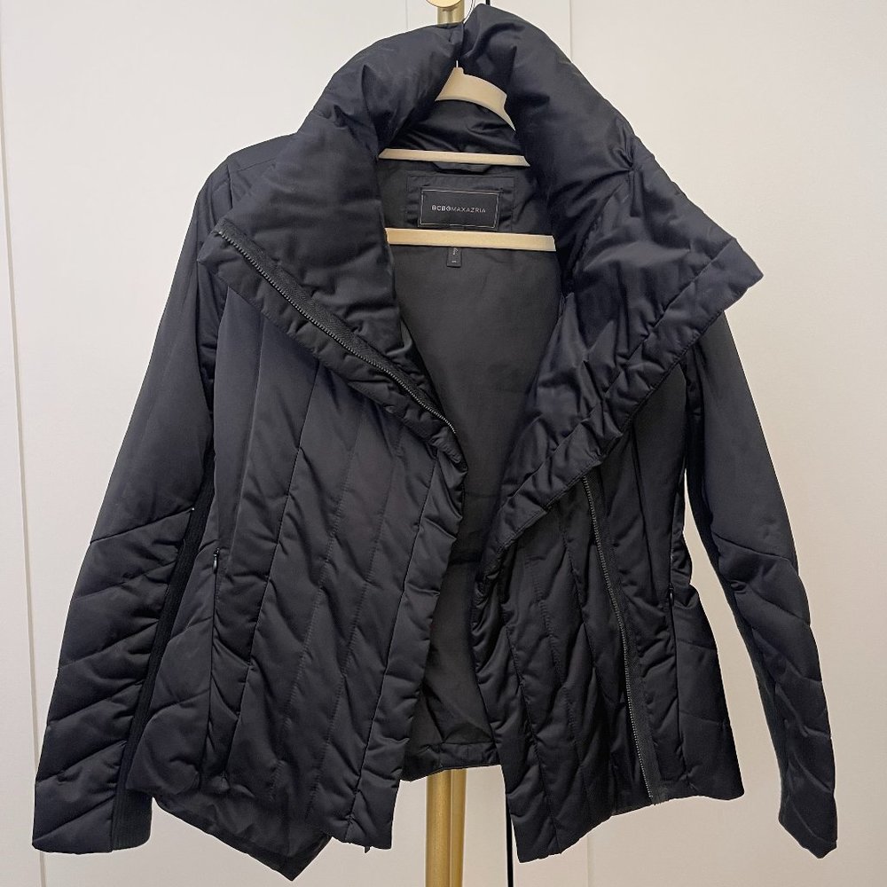 BCBGMaxAzria Rachel Down Puffer Jacket, Size XS, Black